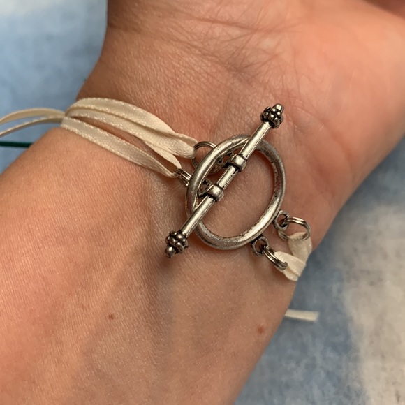 2x14$ ☃️ ❄️ Short bracelet Wire & ceramic squares & ribbons  (2) - green - Picture 5 of 6